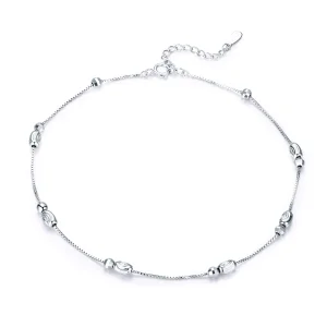 (image for) Pandora Style Silver Small Round Beads Anklet - SCT010