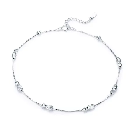 Pandora Style Silver Small Round Beads Anklet - SCT010