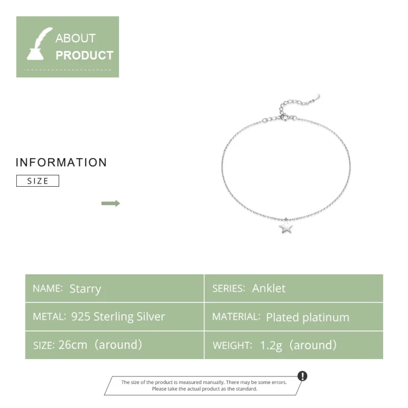 (image for) Pandora Style Silver Starry Anklet - SCT009 - View 5