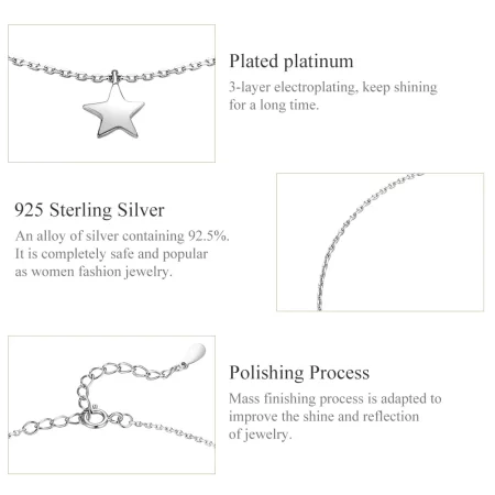 Pandora Style Silver Starry Anklet - SCT009
