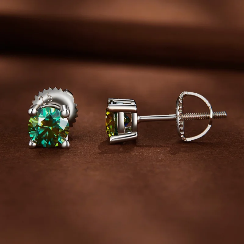 (image for) Pandora Style 0.5 Carat Four Claw Moissanite Stud Earrings - MSE003-CFS - View 2