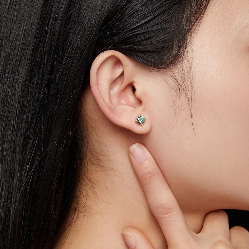 (image for) Pandora Style 0.5 Carat Four Claw Moissanite Stud Earrings - MSE003-CFS - View 6