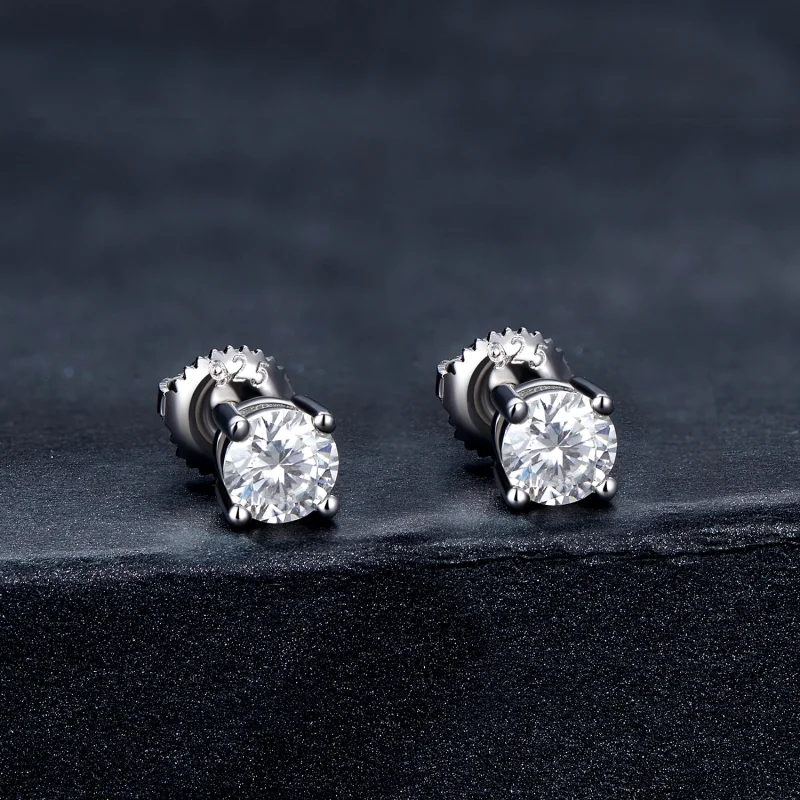 (image for) Pandora Style 0.5 Carat Four Claw Moissanite Stud Earrings - MSE003-S - View 2