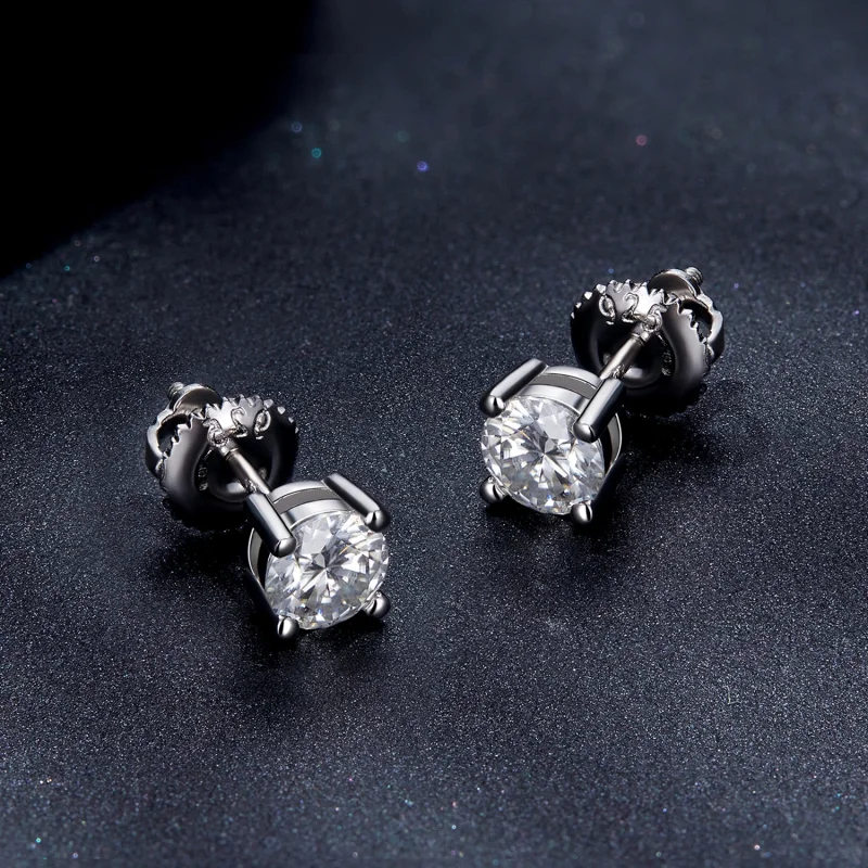 (image for) Pandora Style 0.5 Carat Four Claw Moissanite Stud Earrings - MSE003-S - View 4