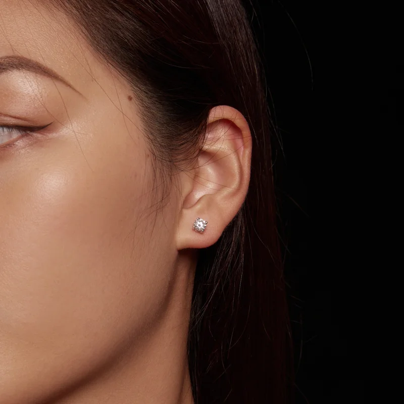 (image for) Pandora Style 0.5 Carat Four Claw Moissanite Stud Earrings - MSE003-S - View 5