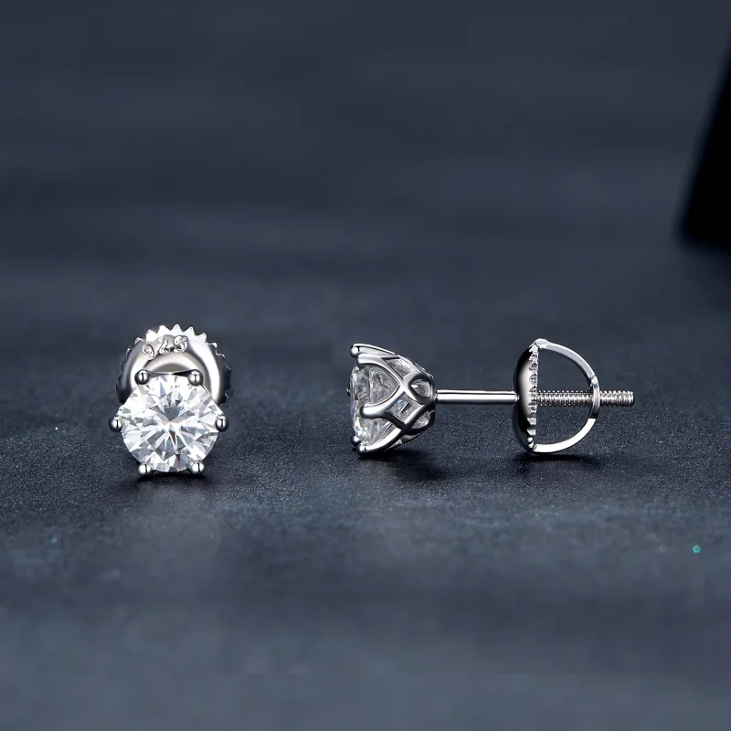 (image for) Pandora Style 0.5 Carat Four Claw Moissanite Stud Earrings - MSE004-S - View 3