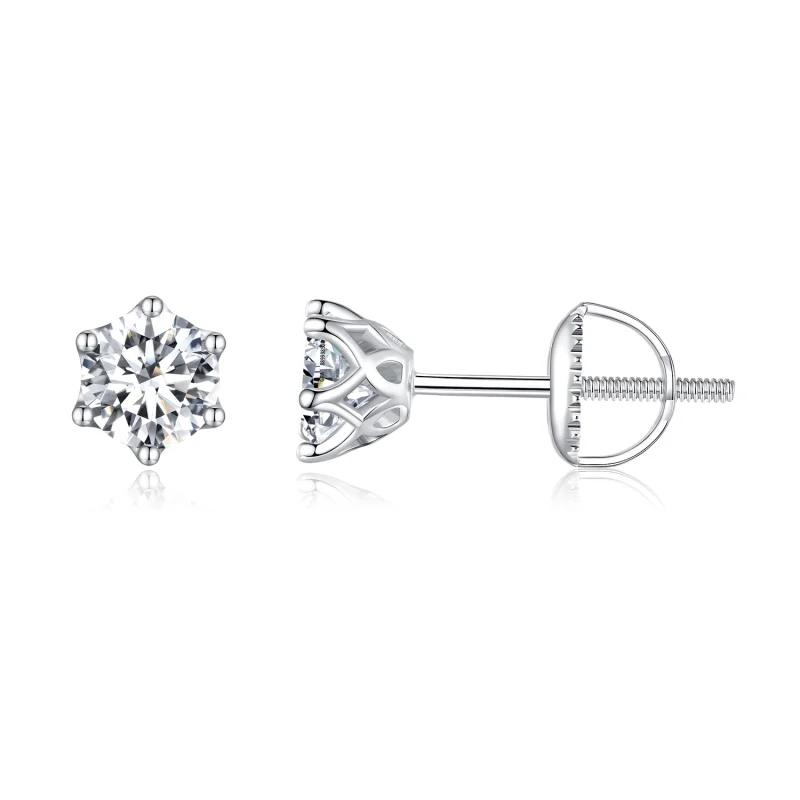 (image for) Pandora Style 0.5 Carat Four Claw Moissanite Stud Earrings - MSE004-S - Product Image