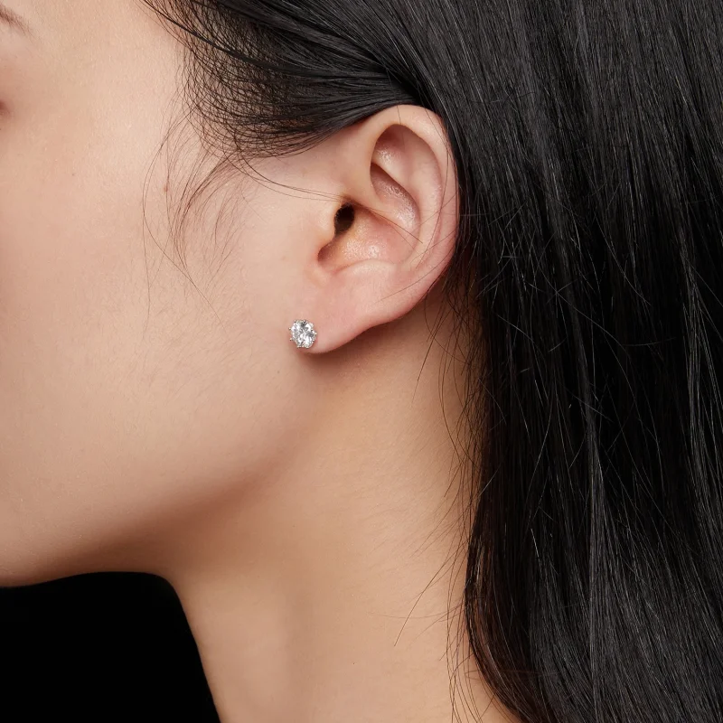 (image for) Pandora Style 0.5 Carat Moissanite Hoops Earrings - MSE019-S - View 5