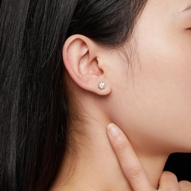 (image for) Pandora Style 0.5 Carat Moissanite Stud Earrings - MSE020-S - View 6