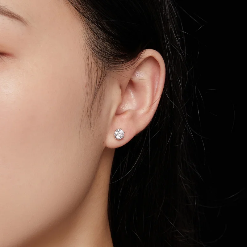 (image for) Pandora Style 0.5 Carat Moissanite Stud Earrings - MSE020-S - View 7