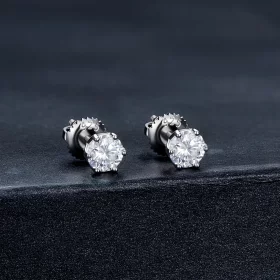 Pandora Style 0.5 Carat Four Claw Moissanite Stud Earrings - MSE004-S Pandora Style 0.5 Carat Four Claw Moissanite Stud Earrings - MSE004-S