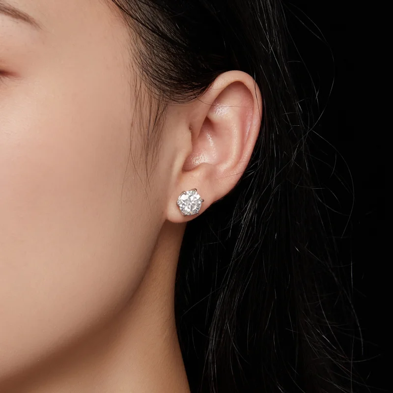 (image for) Pandora Style 2 Carat Moissanite Stud Earrings - MSE021-L - View 7