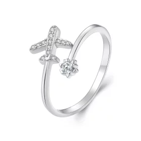 Pandora Style Airplane Open Ring - SCR623-A Pandora Style Airplane Open Ring - SCR623-A