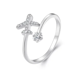 (image for) Pandora Style Airplane Open Ring - SCR623-A