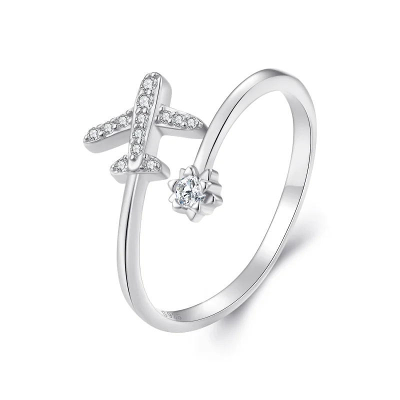 (image for) Pandora Style Airplane Open Ring - SCR623-A - Product Image