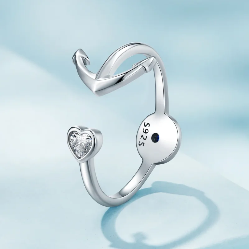 (image for) Pandora Style Anchor Compass Open Ring - SCR935 - View 2