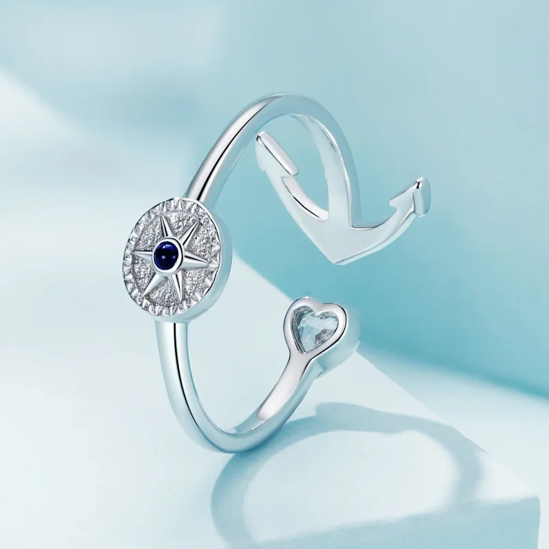 (image for) Pandora Style Anchor Compass Open Ring - SCR935 - View 4