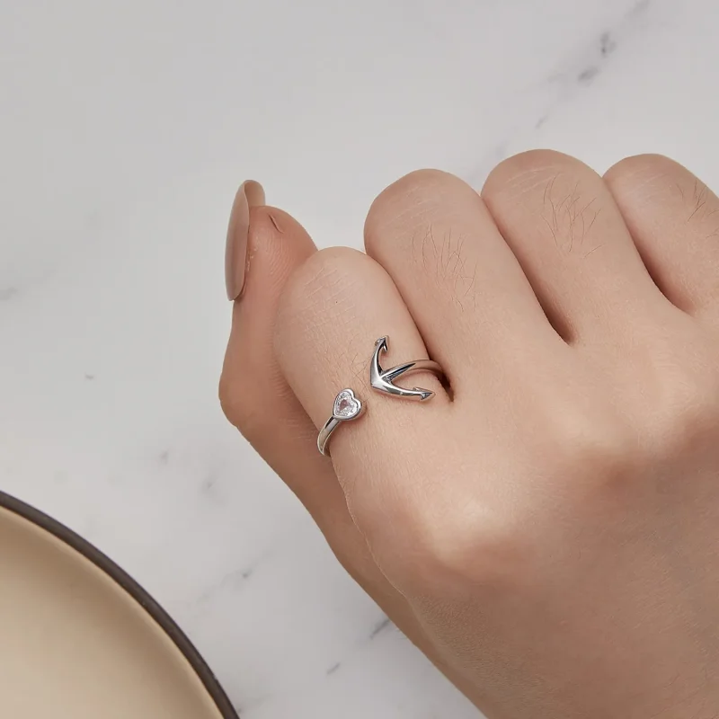 (image for) Pandora Style Anchor Compass Open Ring - SCR935 - View 8