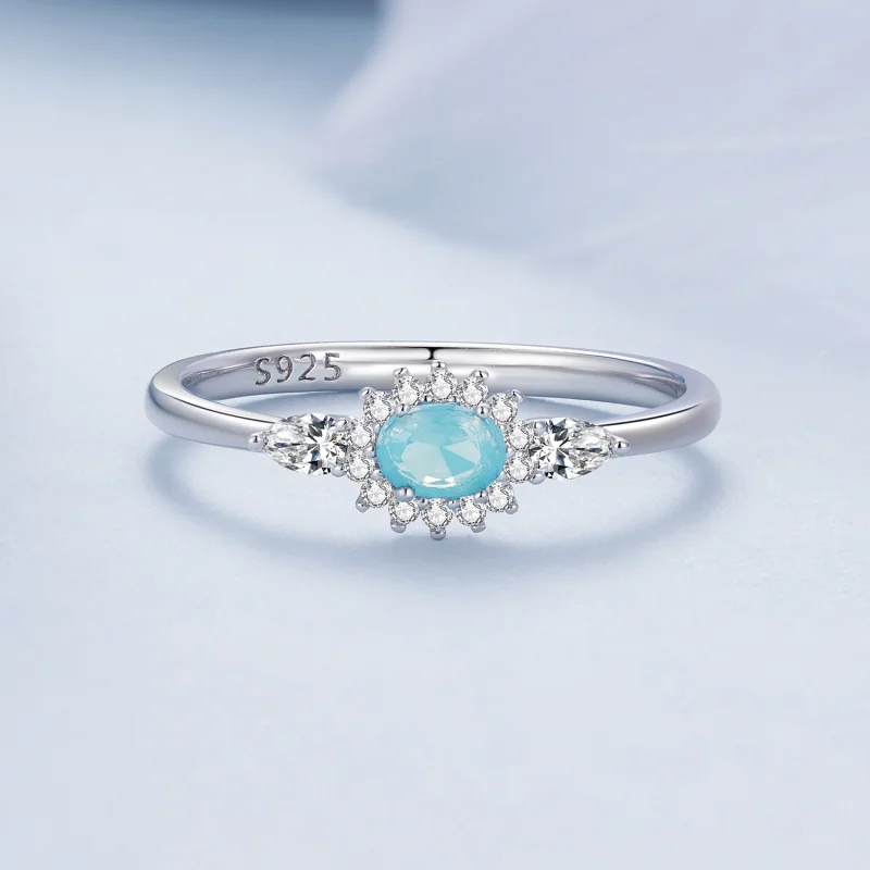 (image for) Pandora Style Aquamarine Ring - BSR436 - View 3