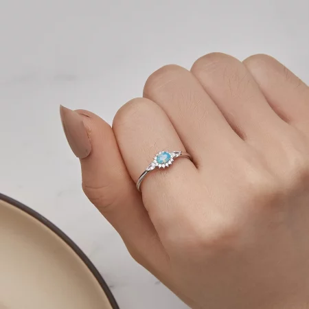 Pandora Style Aquamarine Ring - BSR436