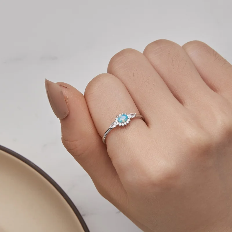 (image for) Pandora Style Aquamarine Ring - BSR436 - View 6