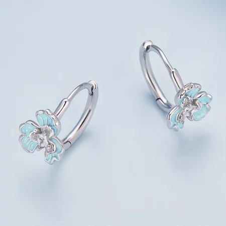 Pandora Style Blue Iris Hoops Earrings - BSE843