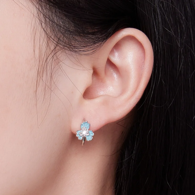 (image for) Pandora Style Blue Iris Hoops Earrings - BSE843 - View 6