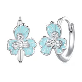 Pandora Style Blue Iris Hoops Earrings - BSE843 Pandora Style Blue Iris Hoops Earrings - BSE843