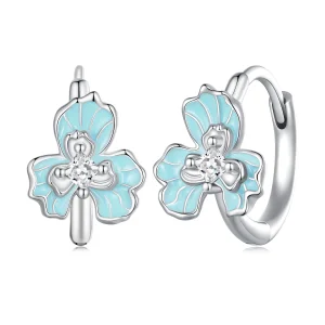 (image for) Pandora Style Blue Iris Hoops Earrings - BSE843