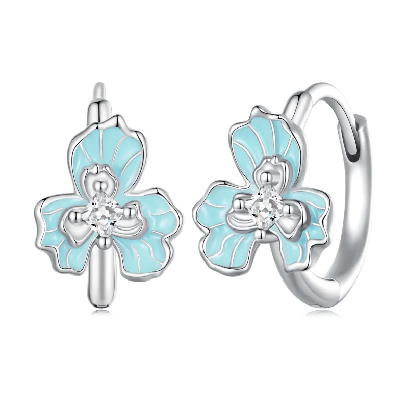 (image for) Pandora Style Blue Iris Hoops Earrings - BSE843 - Product Image