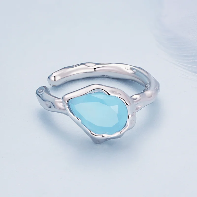 (image for) Pandora Style Blue Water Drop Ear clip - BSE846 - View 3