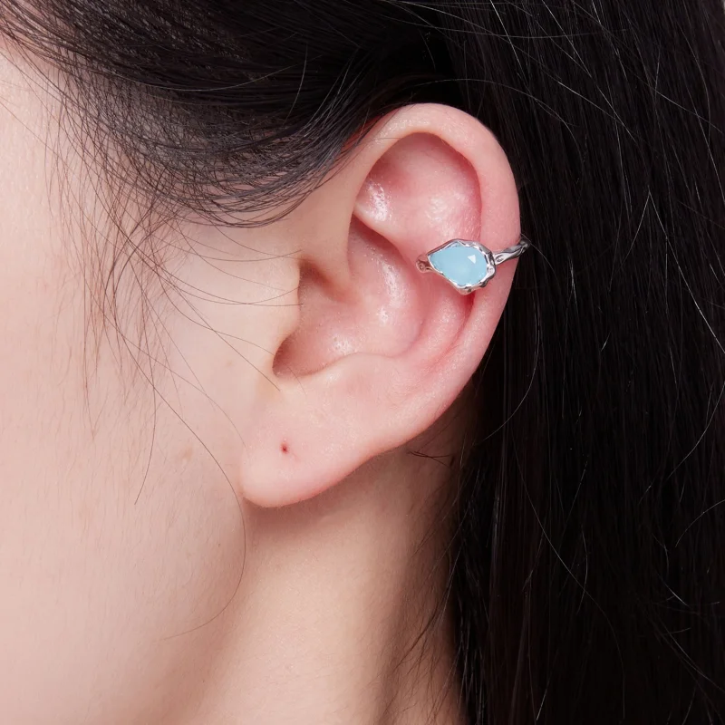 (image for) Pandora Style Blue Water Drop Ear clip - BSE846 - View 6