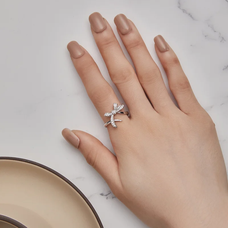 (image for) Pandora Style Bow Tie Open Ring - BSR435 - View 5