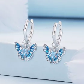Pandora Style Butterfly Hoops Earrings - BSE845 Pandora Style Butterfly Hoops Earrings - BSE845