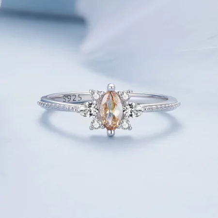 Pandora Style Champagne Center Stone Ring - BSR437