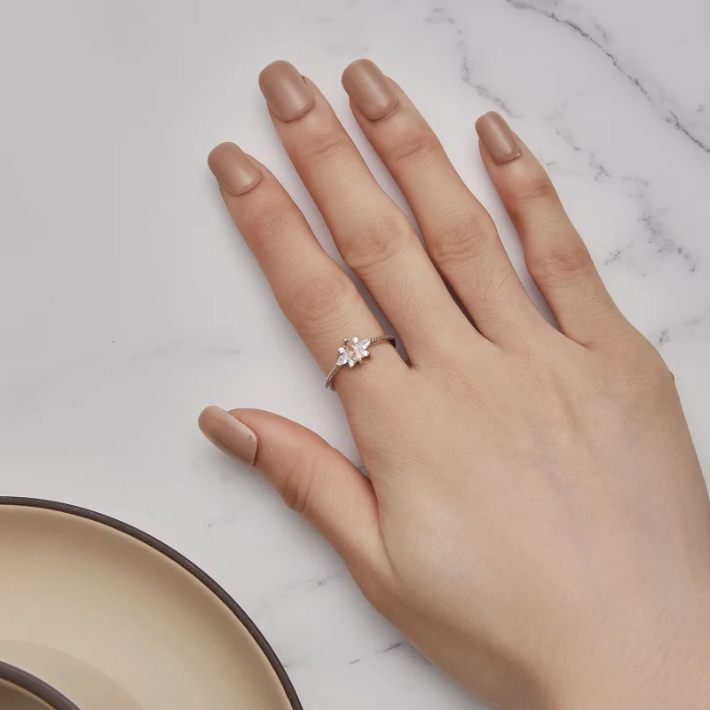 (image for) Pandora Style Champagne Center Stone Ring - BSR437 - View 5