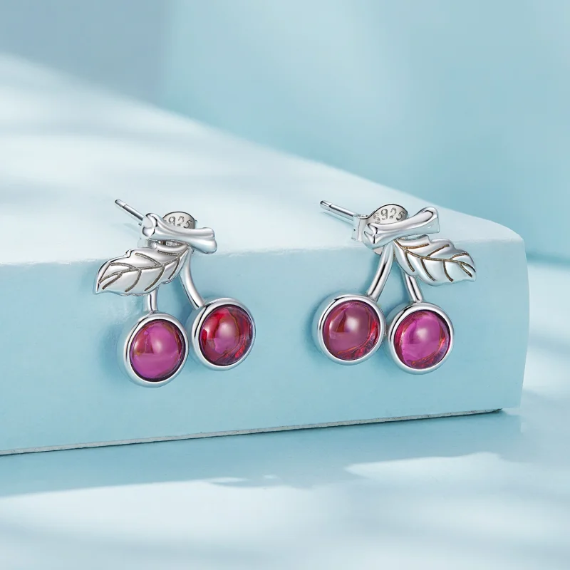(image for) Pandora Style Cherry Stud Earrings - SCE1604 - View 2