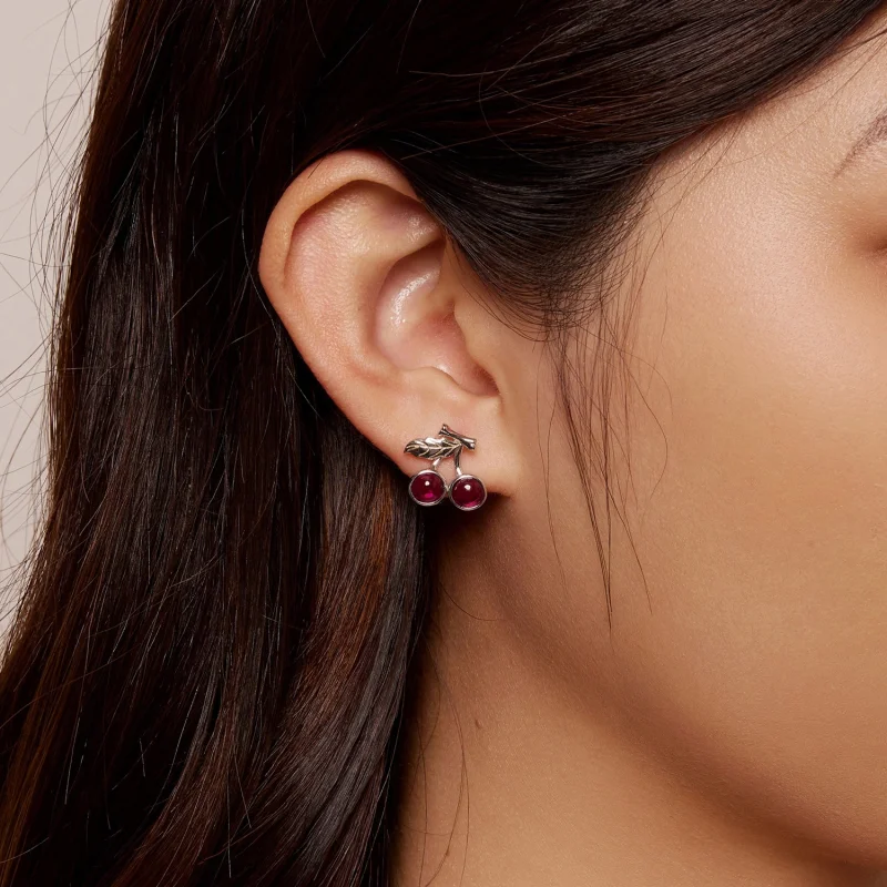 (image for) Pandora Style Cherry Stud Earrings - SCE1604 - View 5