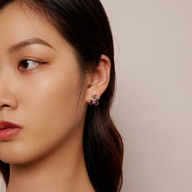 (image for) Pandora Style Cherry Stud Earrings - SCE1604 - View 6