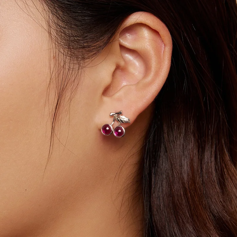 (image for) Pandora Style Cherry Stud Earrings - SCE1604 - View 7