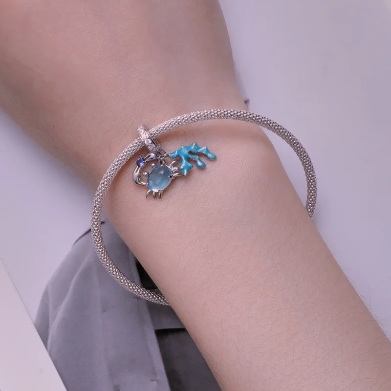 (image for) Pandora Style Crab Seaweed Pendant Charm - SCC2505 - View 5