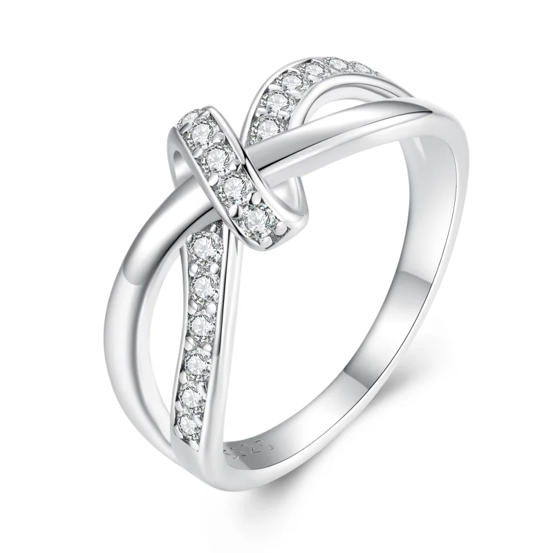 (image for) Pandora Style Cross Wound Moissanite Ring - MSR031 - Product Image