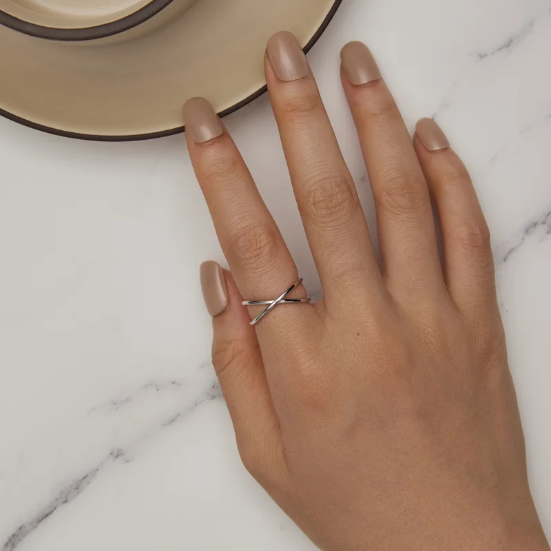 (image for) Pandora Style Crossover Ring - SCR543-A - View 3