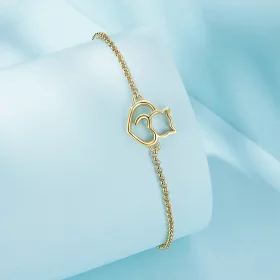 Pandora Style Cute Cat Gold Plated Bracelet - SCB102-B Pandora Style Cute Cat Gold Plated Bracelet - SCB102-B