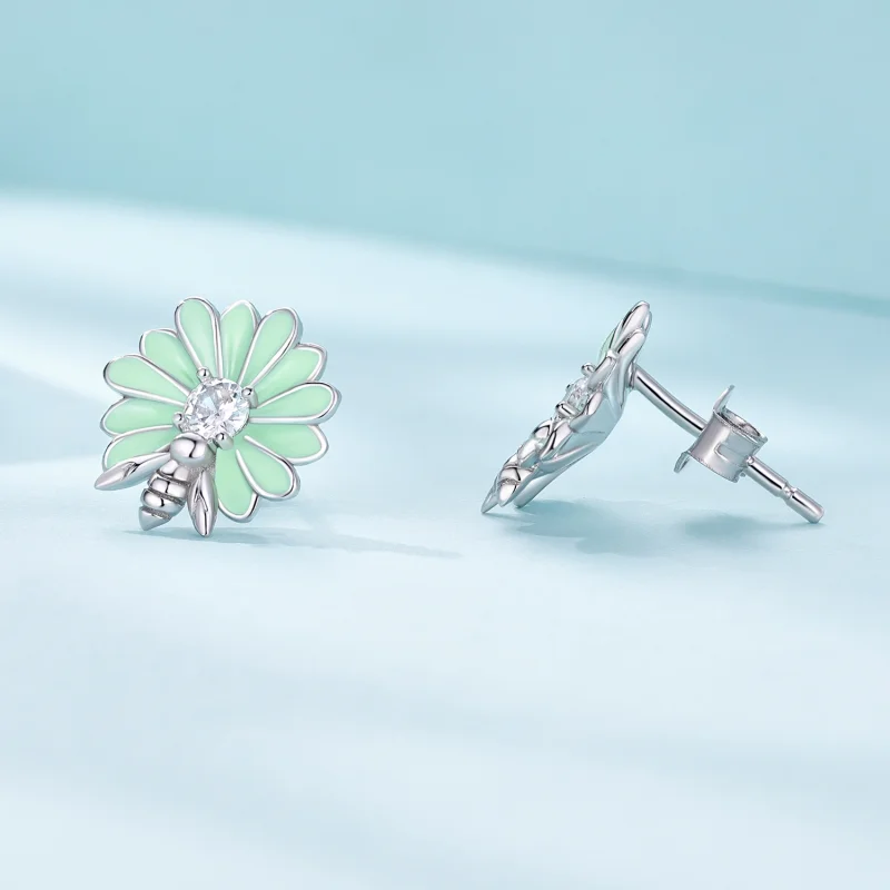 (image for) Pandora Style Daisy Bee Stud Earrings - SCE1598 - View 3