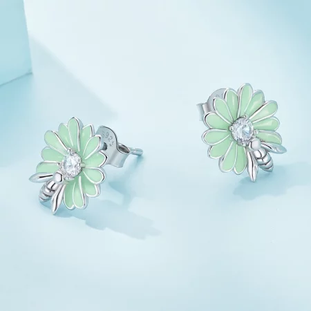 Pandora Style Daisy Bee Stud Earrings - SCE1598