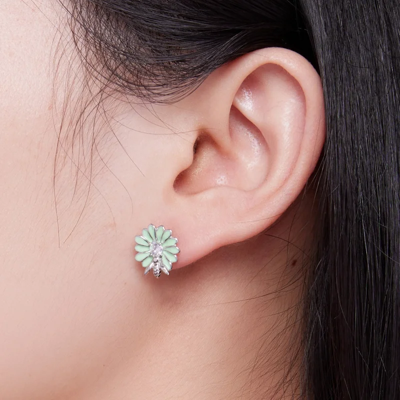 (image for) Pandora Style Daisy Bee Stud Earrings - SCE1598 - View 7