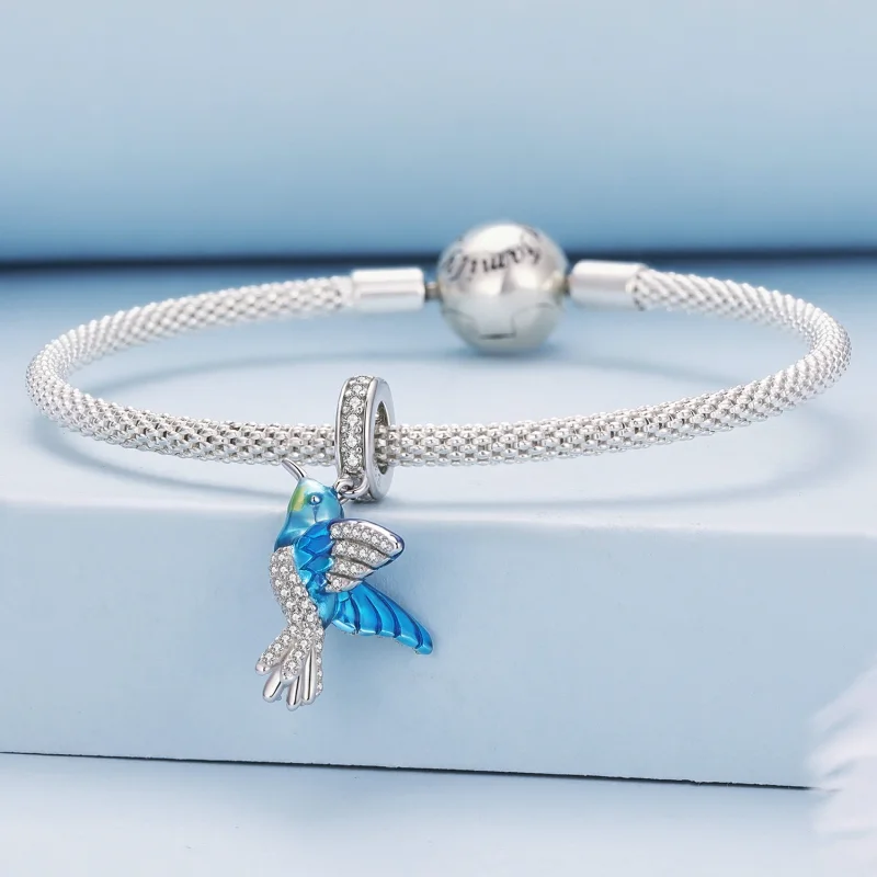 (image for) Pandora Style Delicate Kingfisher Pendant Charm - BSC858 - View 3