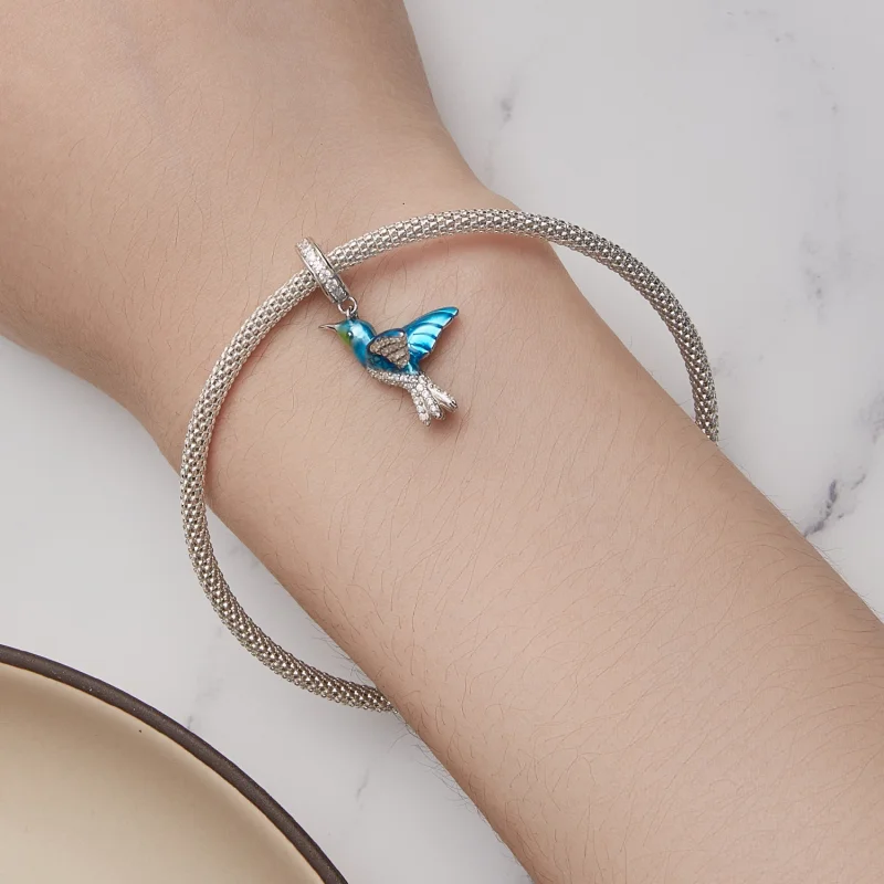 (image for) Pandora Style Delicate Kingfisher Pendant Charm - BSC858 - View 5