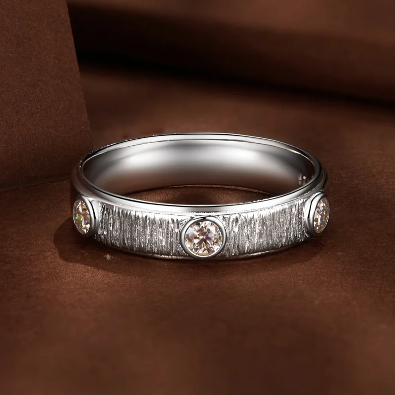 (image for) Pandora Style Delicate Moissanite Band Ring For Man - MSR032 - View 3